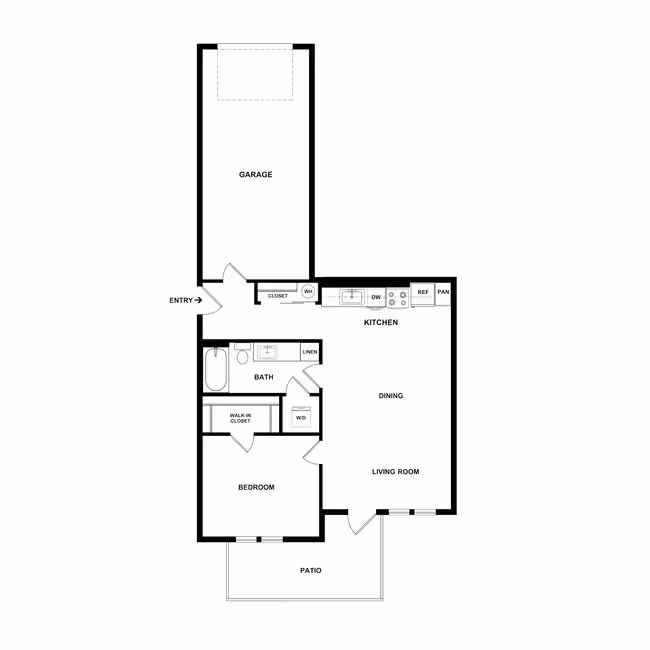One Bedroom One Bath Garden - 726 R-202 floor plan